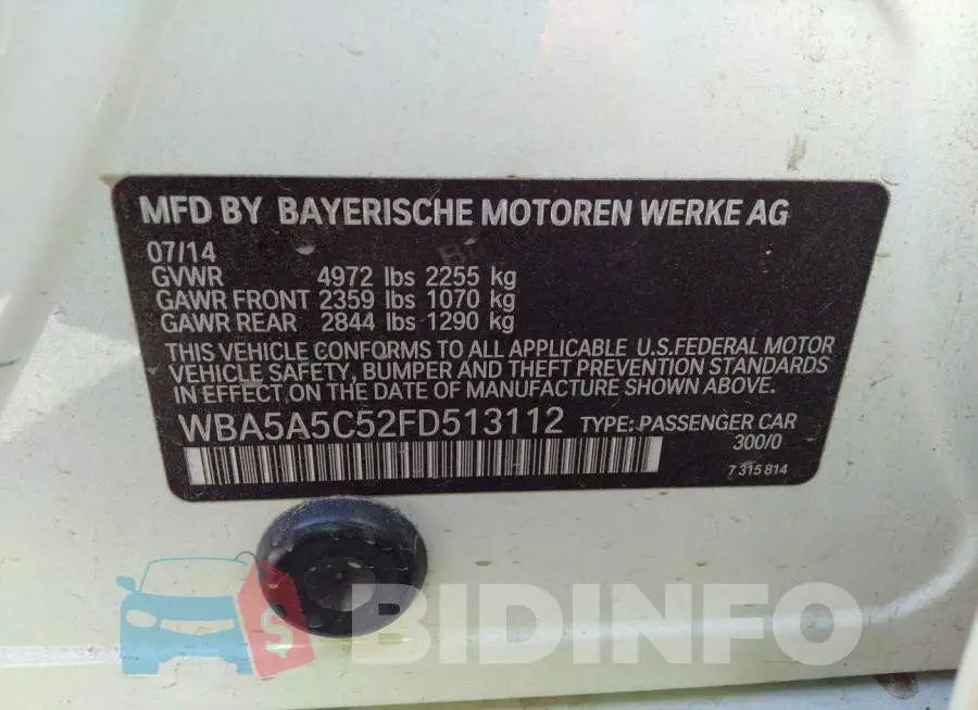 WBA5A5C52FD513112 Photo# 9