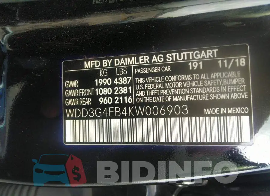 WDD3G4EB4KW006903 Photo# 9