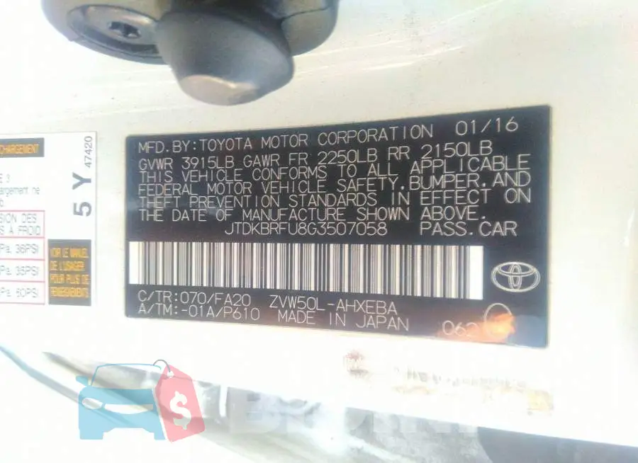 JTDKBRFU8G3507058 Photo# 9