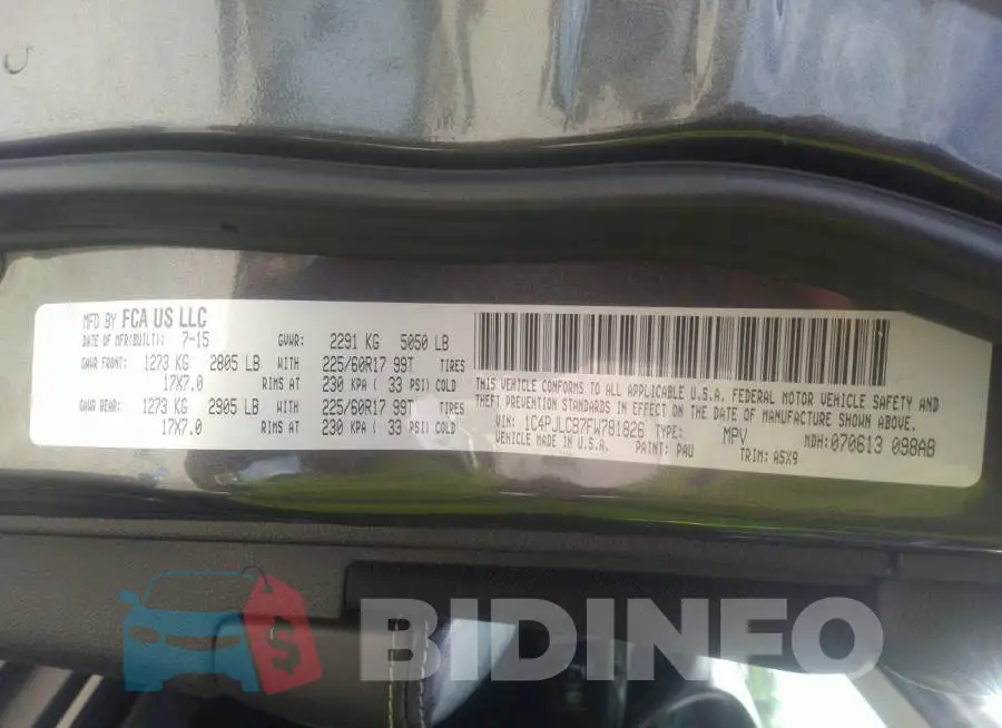 1C4PJLCB7FW781826 Photo# 9