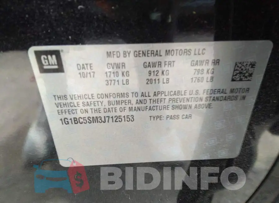 1G1BC5SM3J7125153 Photo# 9