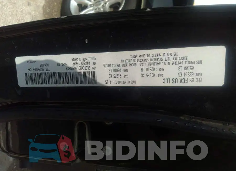2C3CDXBG1FH826823 Photo# 9