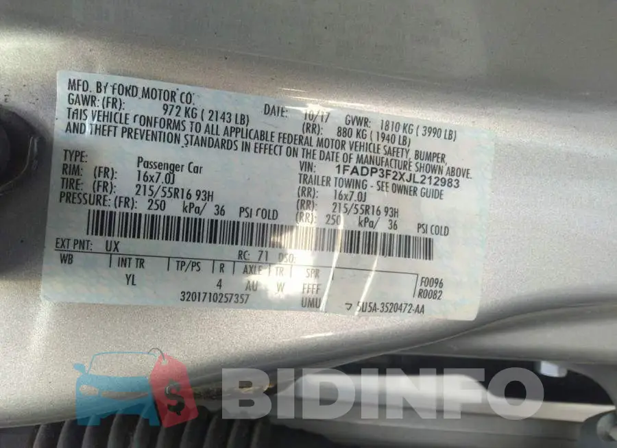 1FADP3F2XJL212983 Photo# 9