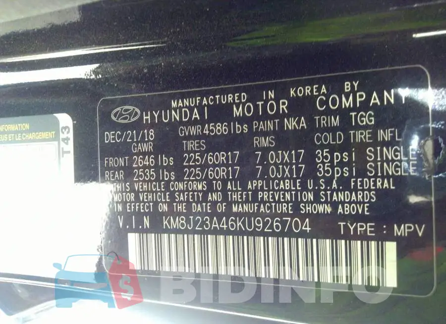 KM8J23A46KU926704 Photo# 9