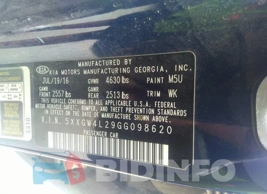 5XXGW4L29GG098620 Photo# 9