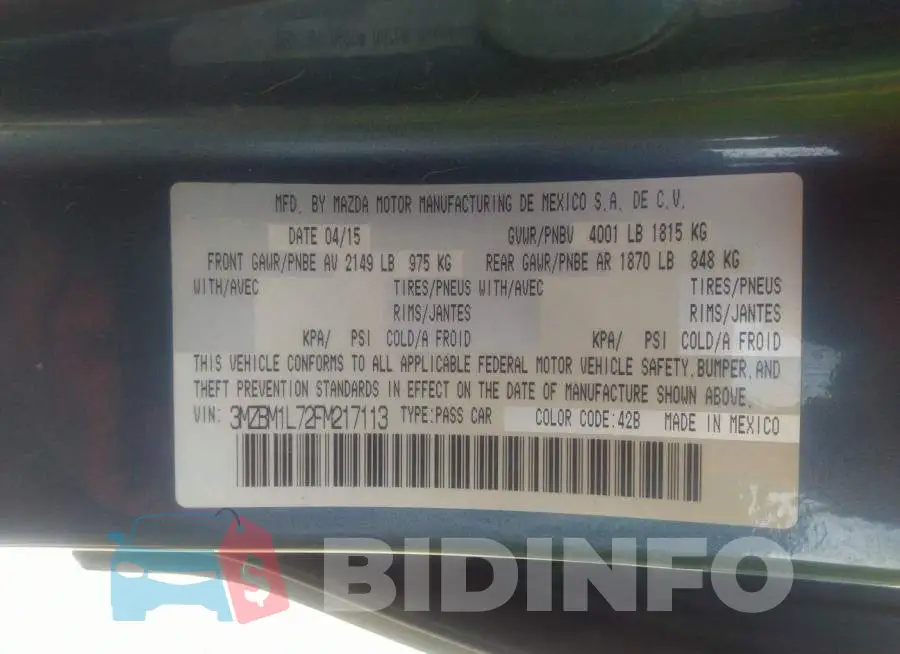 3MZBM1L72FM217113 Photo# 9