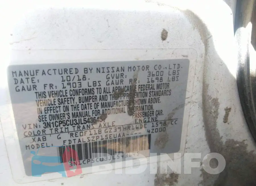 3N1CP5CU3JL543645 Photo# 9