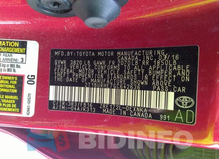 2T1BURHE7GC642636 Photo# 9