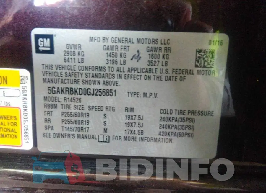 5GAKRBKD0GJ256851 Photo# 9