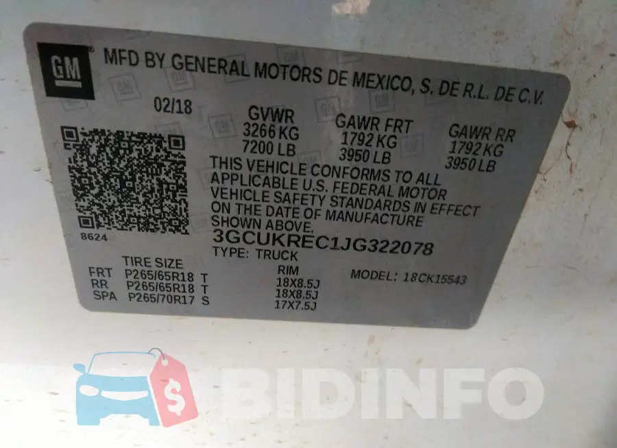 3GCUKREC1JG322078 Photo# 9