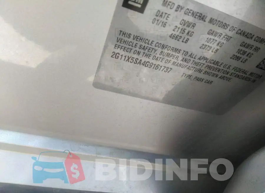 2G11X5SA4G9161737 Photo# 9