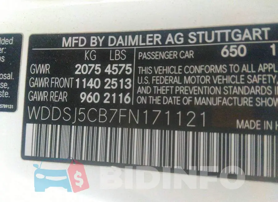 WDDSJ5CB7FN171121 Photo# 9