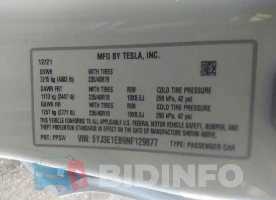 5YJ3E1EB9NF129877 Photo# 9
