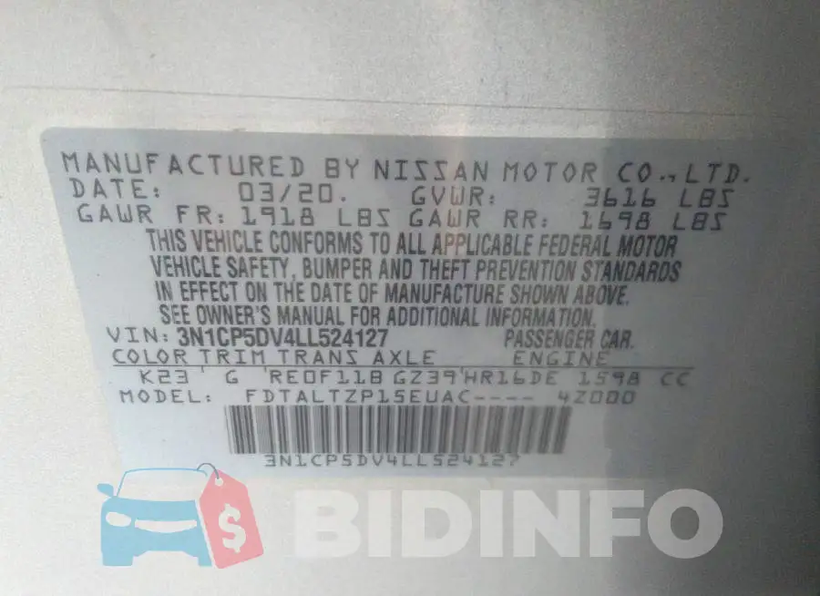 3N1CP5DV4LL524127 Photo# 9