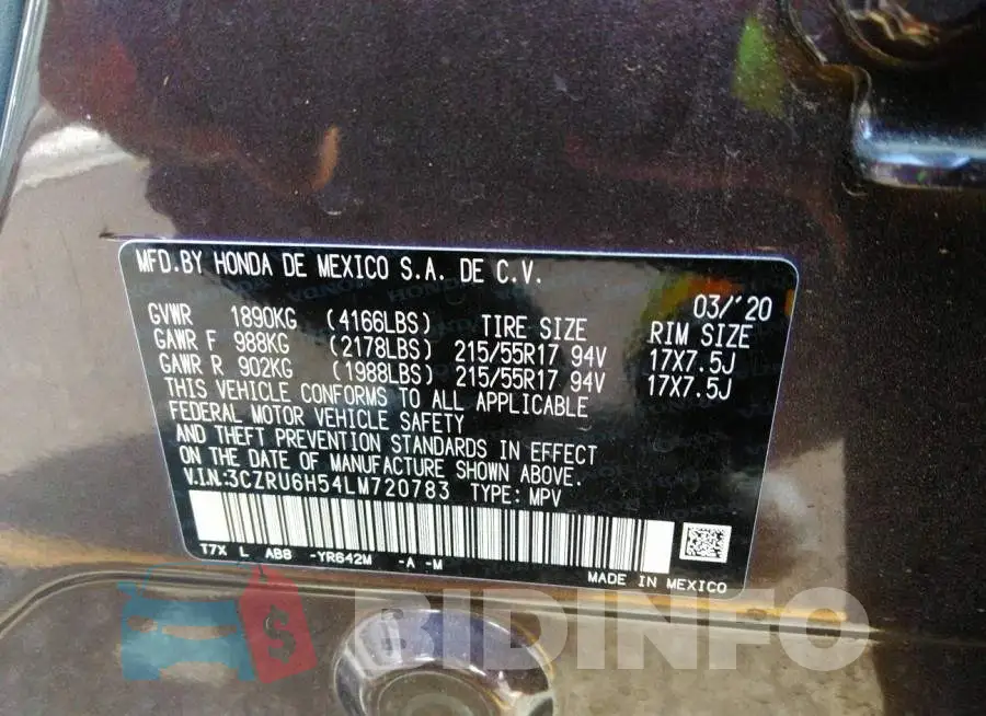 3CZRU6H54LM720783 Photo# 9
