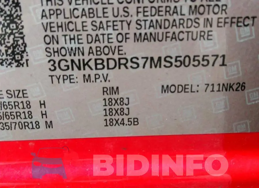 3GNKBDRS7MS505571 Photo# 9