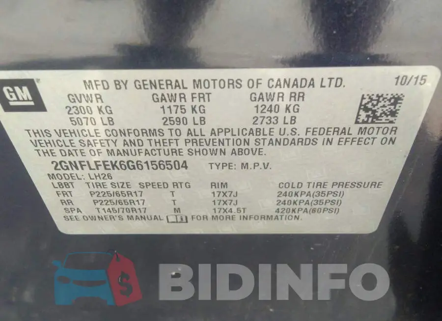 2GNFLFEK6G6156504 Photo# 9