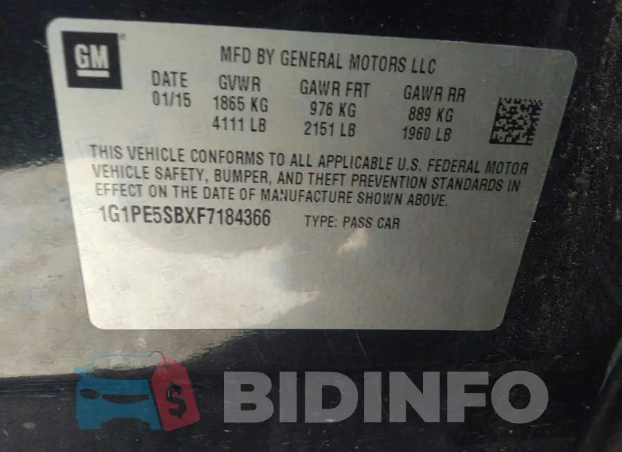 1G1PE5SBXF7184366 Photo# 9