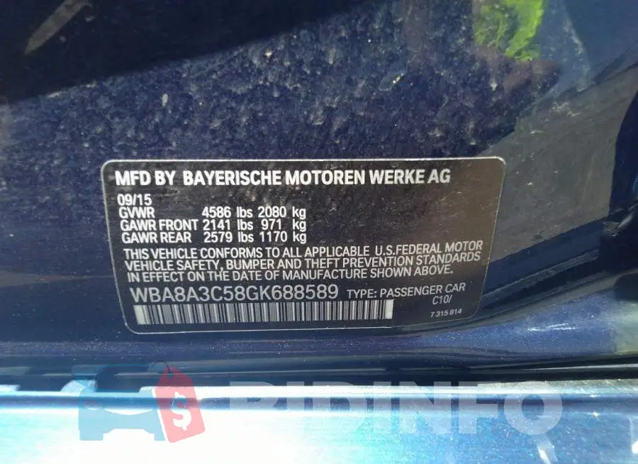 WBA8A3C58GK688589 Photo# 9
