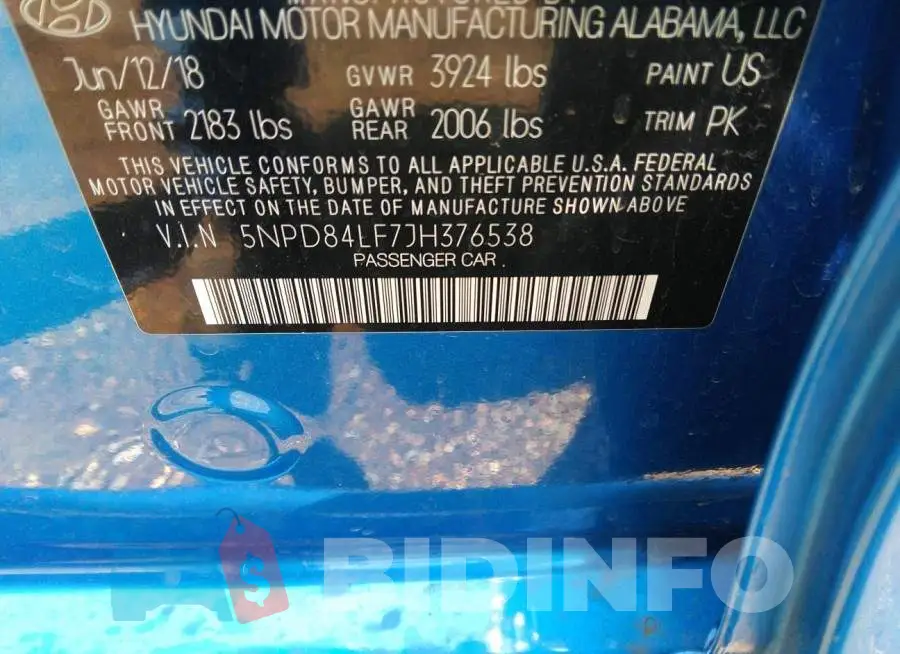 5NPD84LF7JH376538 Photo# 9