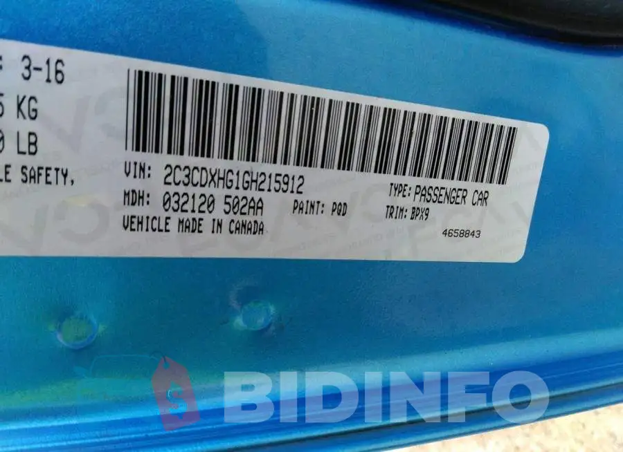 2C3CDXHG1GH215912 Photo# 9