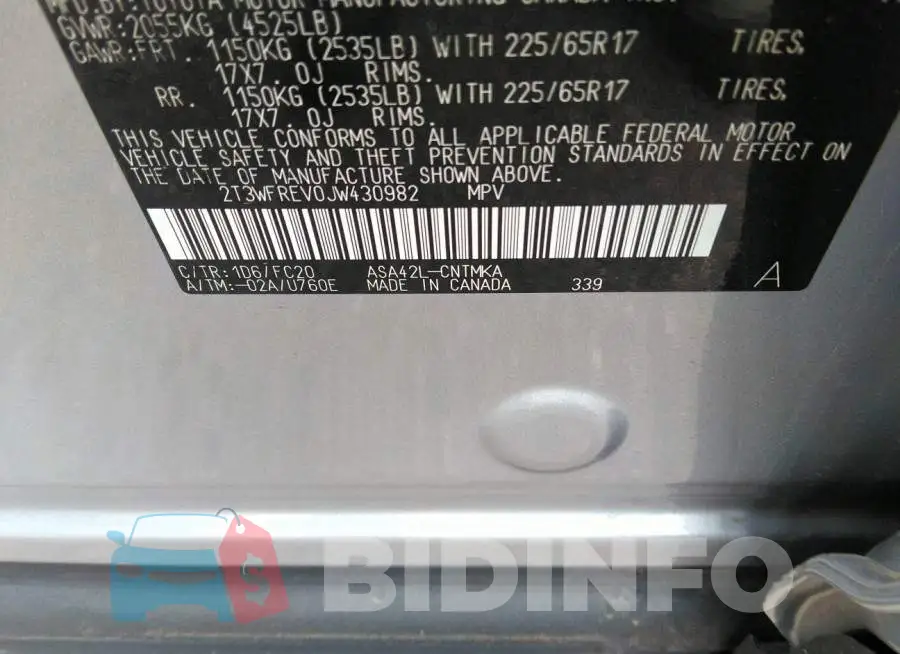 2T3WFREV0JW430982 Photo# 9