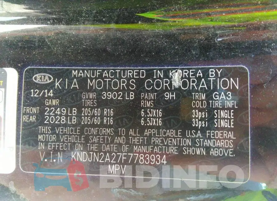 KNDJN2A27F7783934 Photo# 9