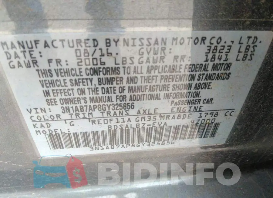 3N1AB7AP8GY325856 Photo# 9