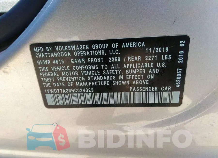 1VWDT7A33HC034323 Photo# 9