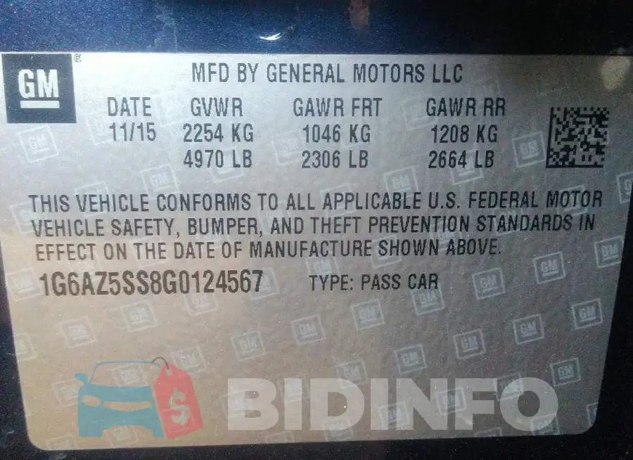 1G6AZ5SS8G0124567 Photo# 9