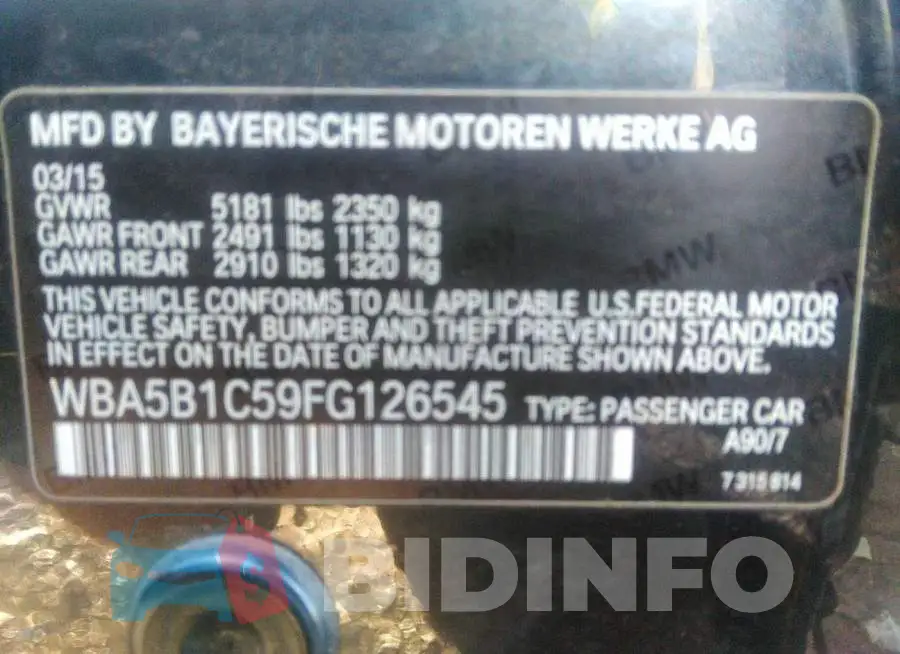 WBA5B1C59FG126545 Photo# 9
