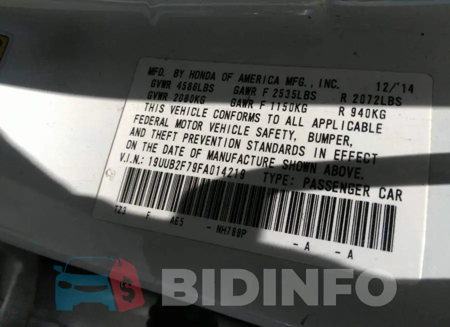 19UUB2F79FA014219 Photo# 9
