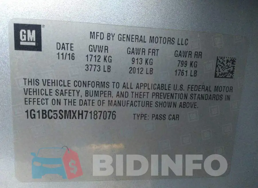 1G1BC5SMXH7187076 Photo# 9