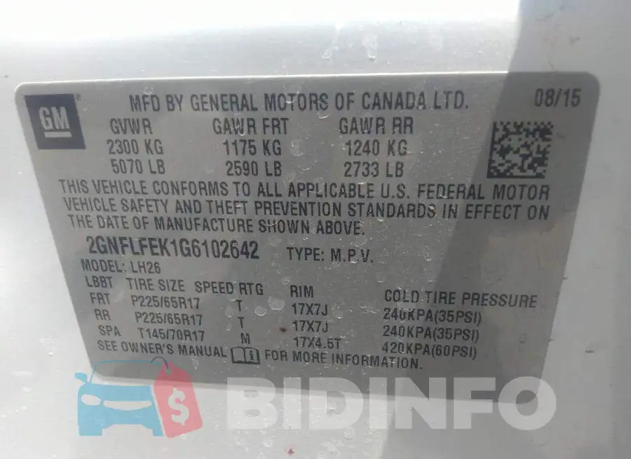 2GNFLFEK1G6102642 Photo# 9