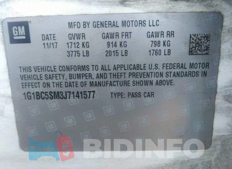 1G1BC5SM3J7141577 Photo# 9
