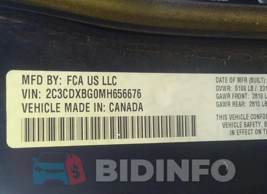 2C3CDXBG0MH656676 Photo# 9