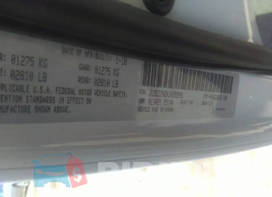2C3CDZAGXJH229286 Photo# 9