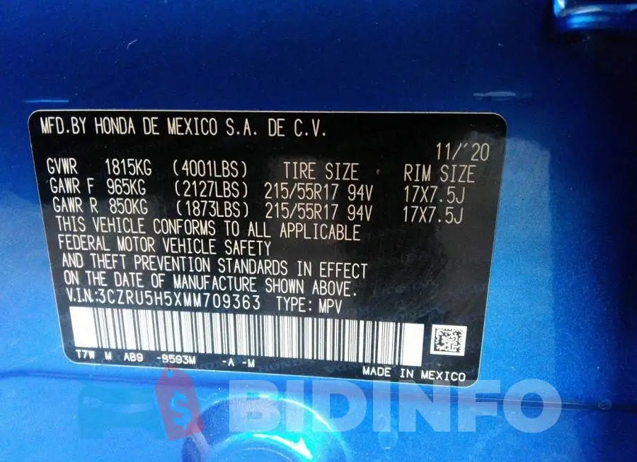 3CZRU5H5XMM709363 Photo# 9
