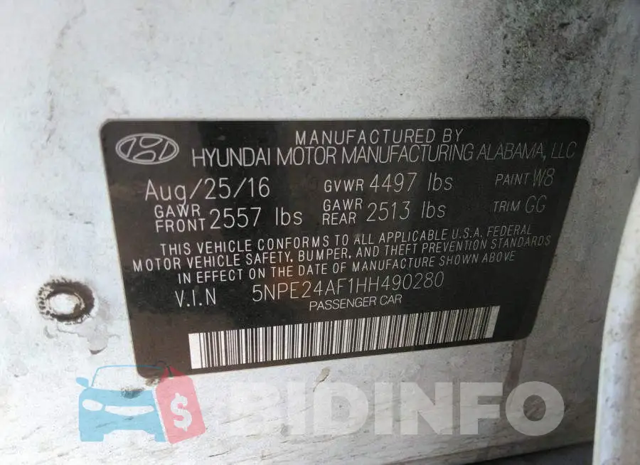 5NPE24AF1HH490280 Photo# 9