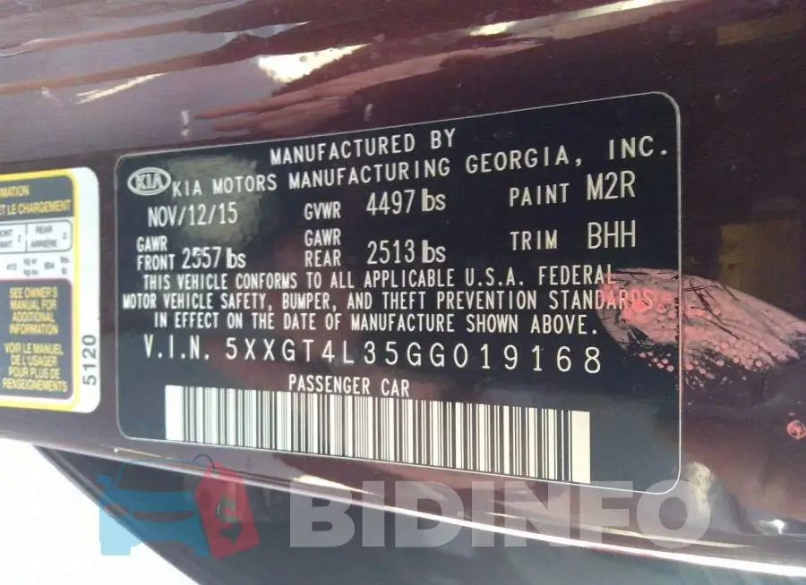 5XXGT4L35GG019168 Photo# 9