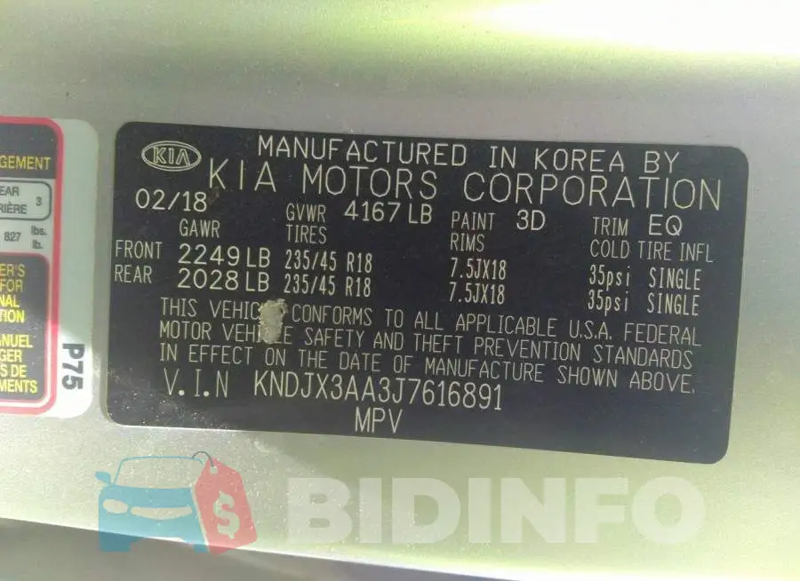 KNDJX3AA3J7616891 Photo# 9