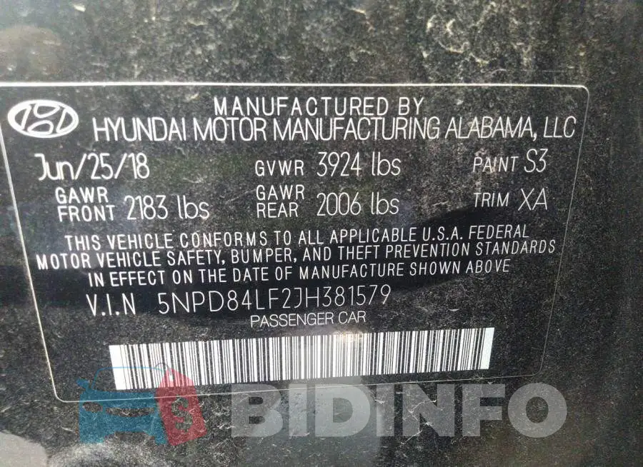 5NPD84LF2JH381579 Photo# 9