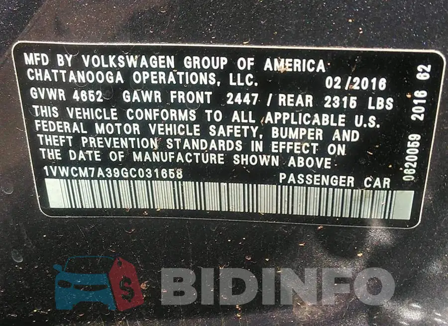1VWCM7A39GC031658 Photo# 9