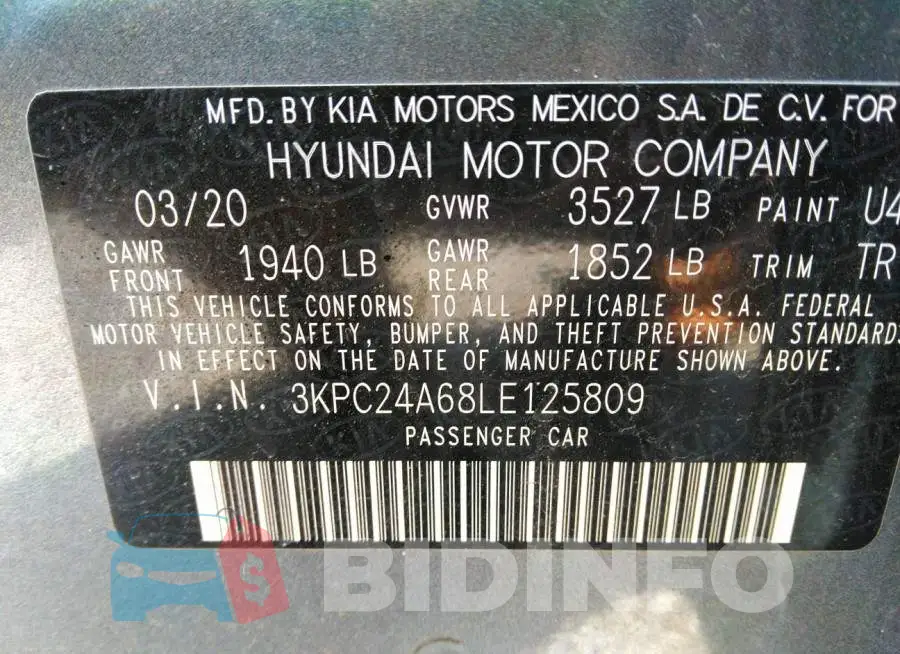3KPC24A68LE125809 Photo# 9