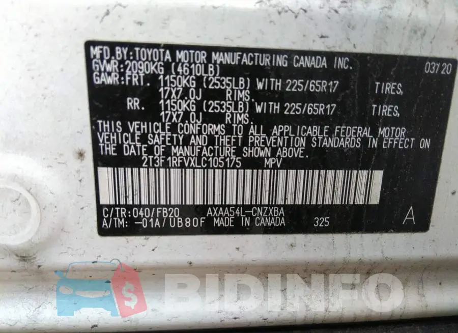 2T3F1RFVXLC105175 Photo# 9