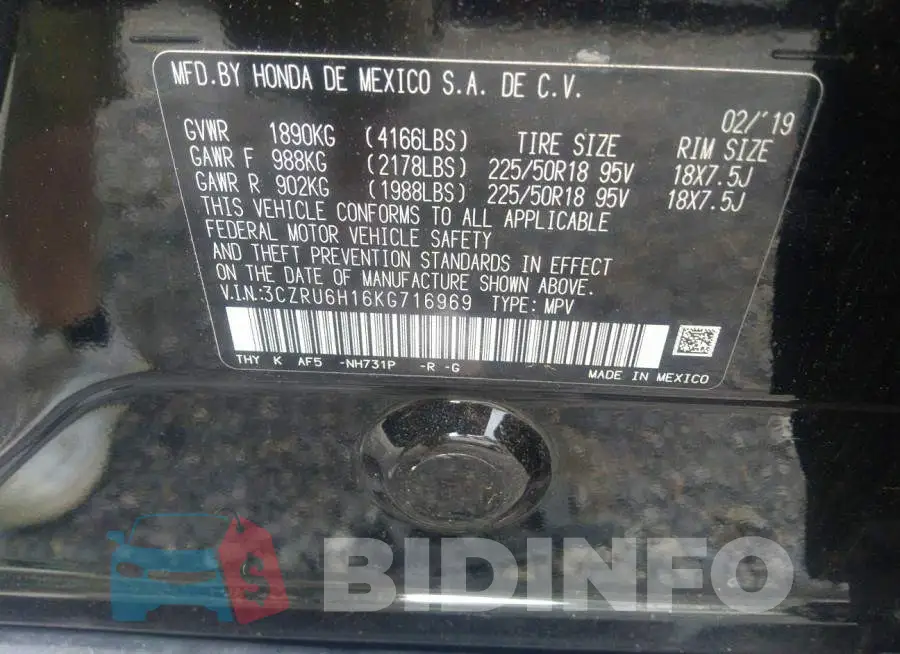 3CZRU6H16KG716969 Photo# 9