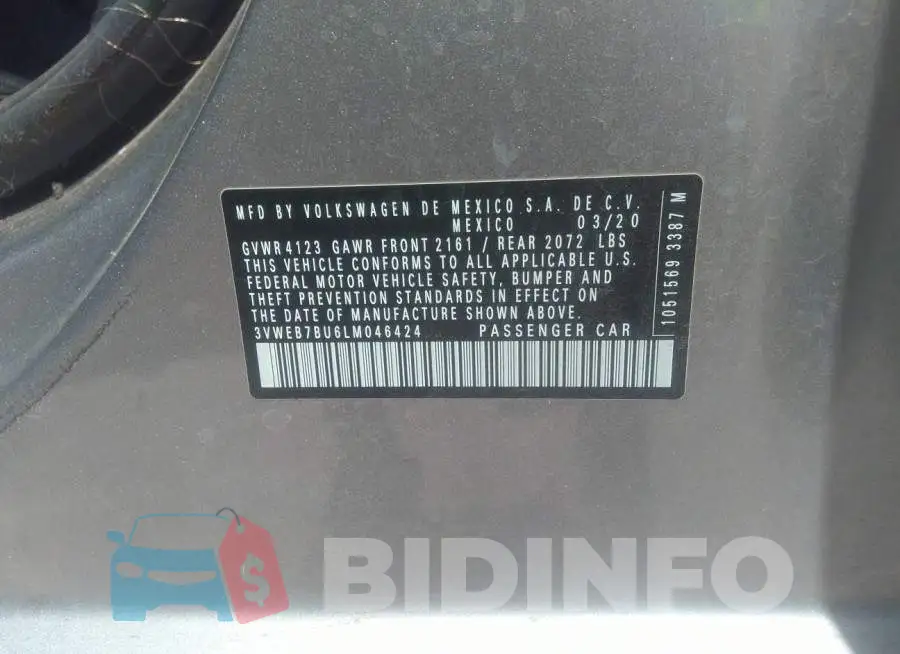 3VWEB7BU6LM046424 Photo# 9