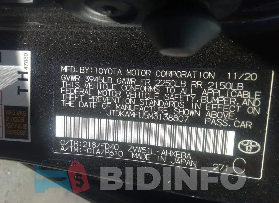 JTDKAMFU5M3138807 Photo# 9