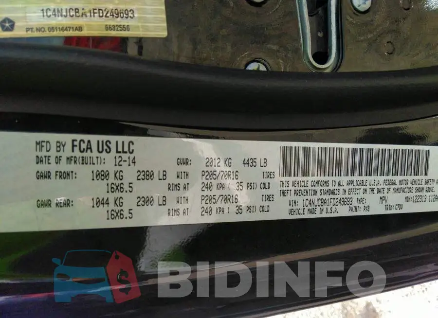 1C4NJCBA1FD249693 Photo# 9