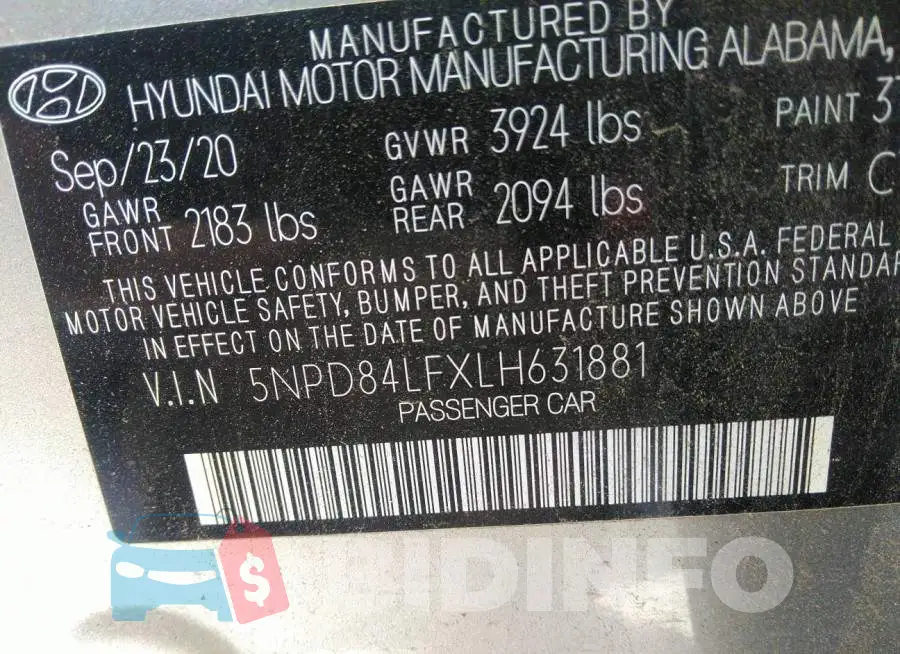 5NPD84LFXLH631881 Photo# 9